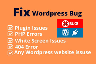 fix wordpress issues, wordpress bug fix, fix wordpress errors