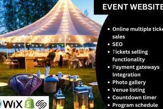 design event website, ticket website, event management website for your event