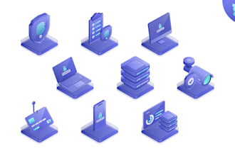 create custom isometric illustration for website and app