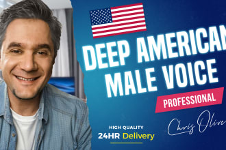 record a professional deep american male voice over in US english