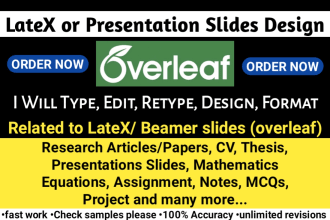 create or convert any kind of file in latex or beamer presentation, overleaf