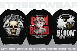 do custom streetwear t shirt design and graphic t shirt design