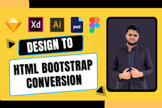 convert figma to html, xd to html, psd to html responsive bootstrap 5