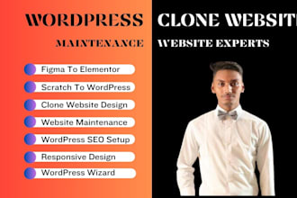 convert figma to elementor, clone website, website maintenance,scratch elementor