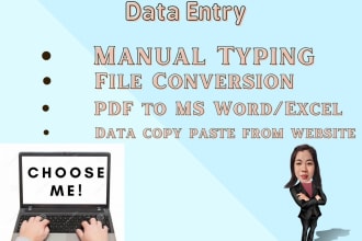 convert PDF to word, PDF to excel, copy paste and data entry