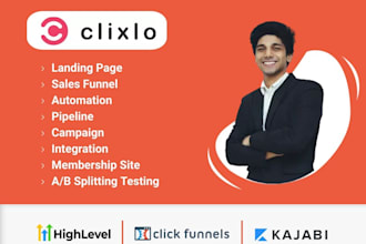 build clixlo website gohighlevel klaviyo kajabi clixlo landing page sales funnel