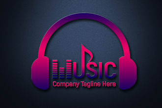design outstanding band, radio, entertainment, music logo