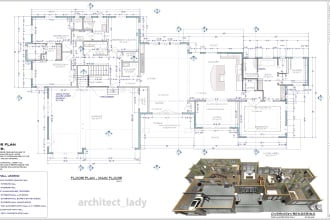 do 2d 3d house floor plan home designer blueprint using chief architect, autocad