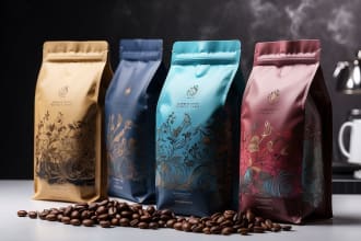 create a coffee bag, packaging and label sticker design