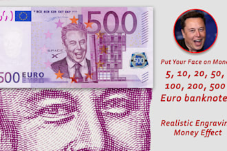 put your face on realistic euro banknotes