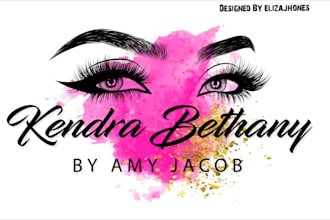 do watercolor signature eyelash beauty salon logo design