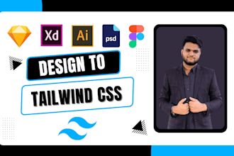 convert figma, PSD, and xd to responsive HTML with tailwind CSS