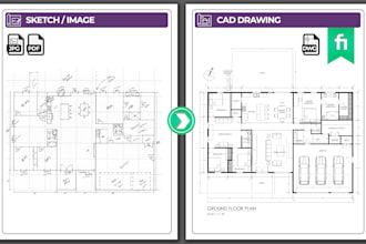 draw your architectural plans, floor plan in pdf to cad