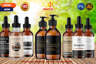design oil, beard oil label, serum label, cbd label and skincare label