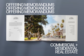 design and create a real estate offering memorandum brochure