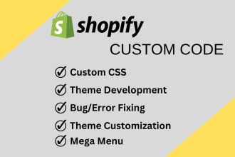 develop shopify, shopify custom coding, shopify bug fix, theme custom cod