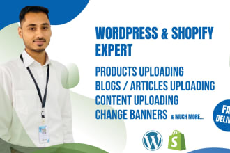 do product listing and blogs uploading on wordpress shopify