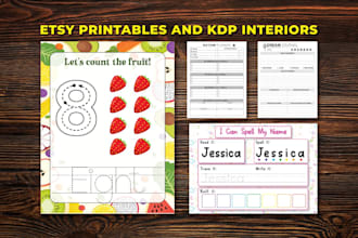 design printable or notebook, planner, journal, workbook for KDP or etsy