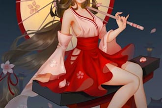 do a visual novel anime character with commercial license