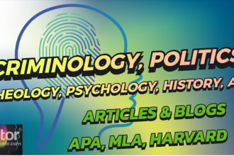 write urgent criminology, theology, political science, psychology, and history
