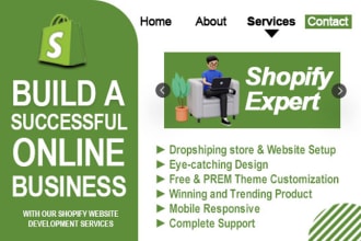 build shopify store, shopify dropshipping store and shopify website