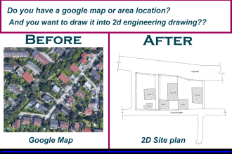draw 2d site plan on autocad from google maps or hand sketch