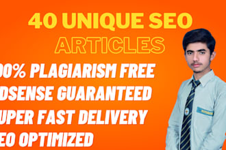 write 30 unique bulk SEO articles for google adsense approval