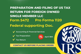 fill and fax form 5472 and 1120 for single member llc to irs