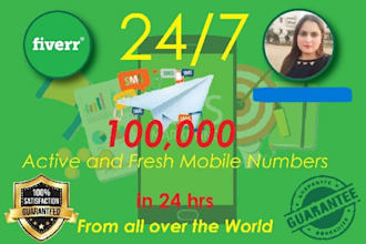 provide 100k active phone numbers any country