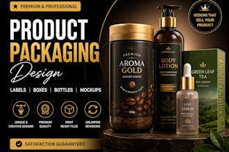 design premium product packaging, label, and product mockup