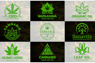 design natural hemp cannabis marijuana and cbd oil logo