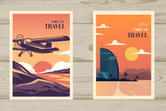 create a modern travel poster design in a vintage retro