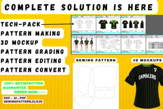 do sewing patterns, techpack, 3d mockups