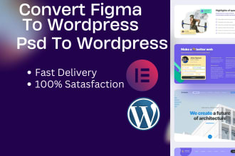 convert figma, psd to wordpress elementor
