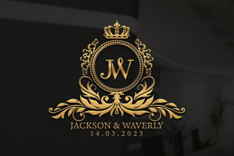 create modern minimalist and luxury wedding logo or monogram