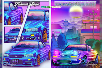 draw professional car vector illustration for t shirt