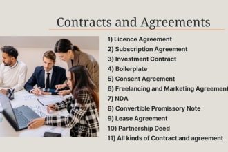 draft your legal documents contract, agreement, letters and paralegal within 24h