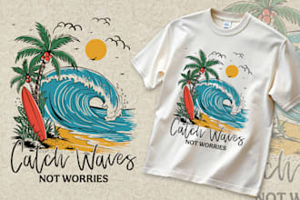create custom retro vintage hand drawn t shirt design for outdoor and summer