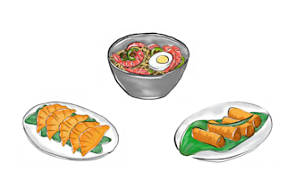 draw food illustration in watercolor style