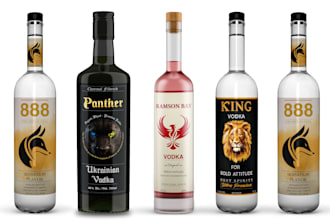 design label for vodka, whiskey, gin, wine, liquor and bottle label
