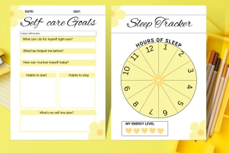 design printable self care planner, journal and checklist