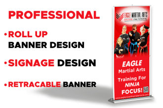 design billboard design, signboard, yard sign, roll up, and retractable banner