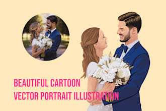 create beautiful cartoon vector portrait illustration