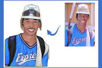draw caricature, cartoon portrait illustration from photo