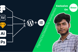 convert figma, xd, and sketch design to wordpress using elementor pro