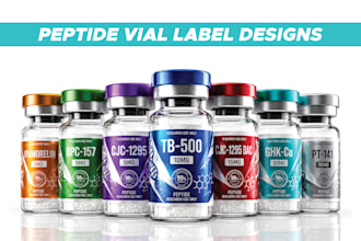 design premium peptide sarms, vial label, peptide label, product label design