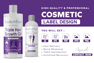 create a cosmetic label design and product label packaging design