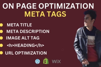 write SEO optimized meta title, meta description, image alt tags and h1 tags