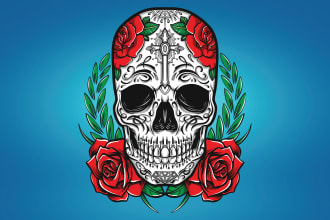 design mexican sugar skull, day of dead and skull logo