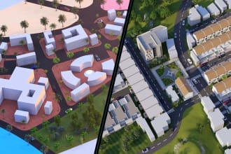 create model and render site, master, urban plan and landscape design